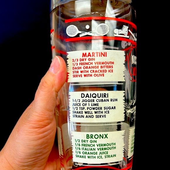 Mid Century Hazel Atlas 8.5” large glass sports themed cocktail’s shaker - Picture 3 of 11